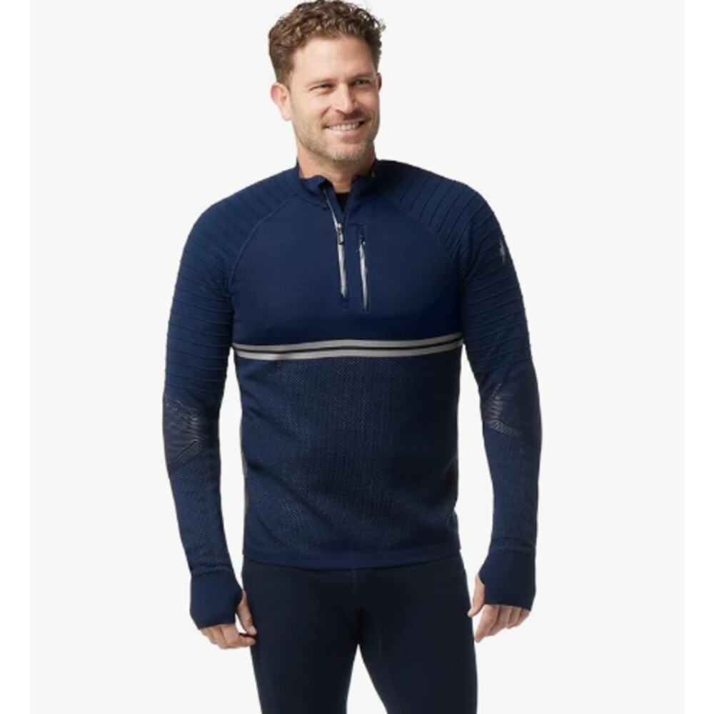 Smartwool Men's Intraknit Merino Wool Tech Half Zip Hoodie Deep Navy Large